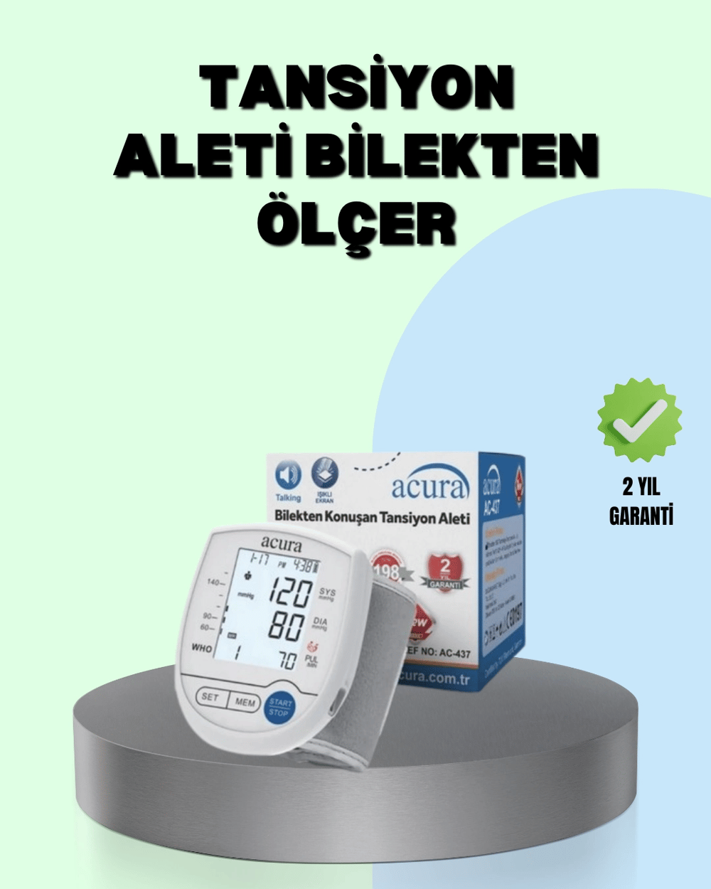 Dijital Bilek Tansiyon Aleti Çift Güç Kaynaklı HD Ekranlı