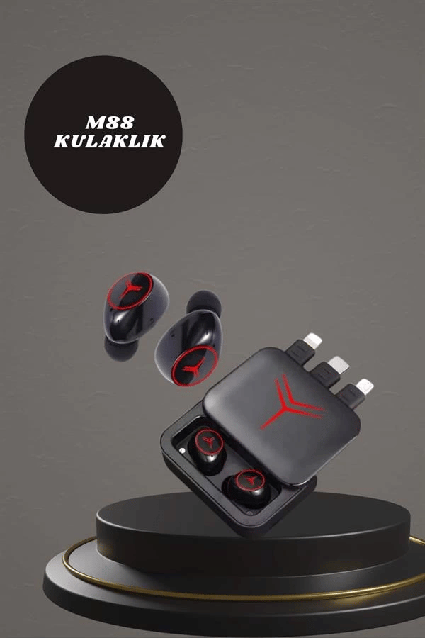 Dijital Göstergeli Powerbank Kablosuz Kulaklık ve 7 Kordonlu Yeni Nesil Akıllı Saat Dokunmatik Kontrol