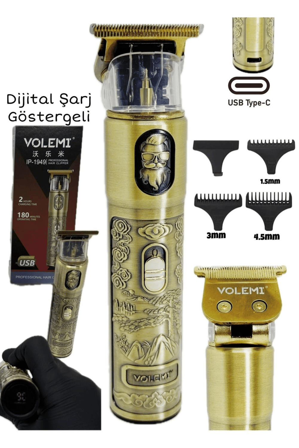 Dijital Göstergeli Saç Sakal Tıraş Makinesi - Sıfıra Yakın - Ip-1949 Bx40