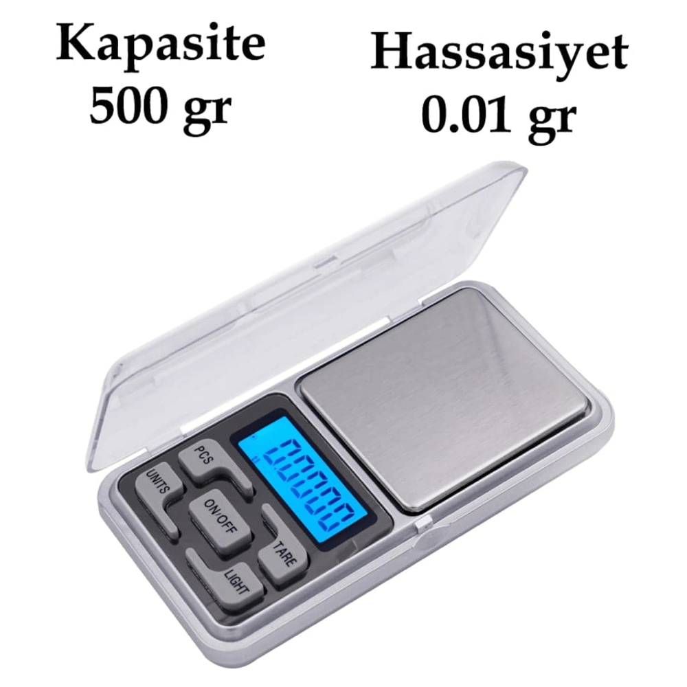 Dijital Hassas Elektronik Kuyumcu Cep Terazisi Tartı 500 Gr /  0.1 Gr Bx40