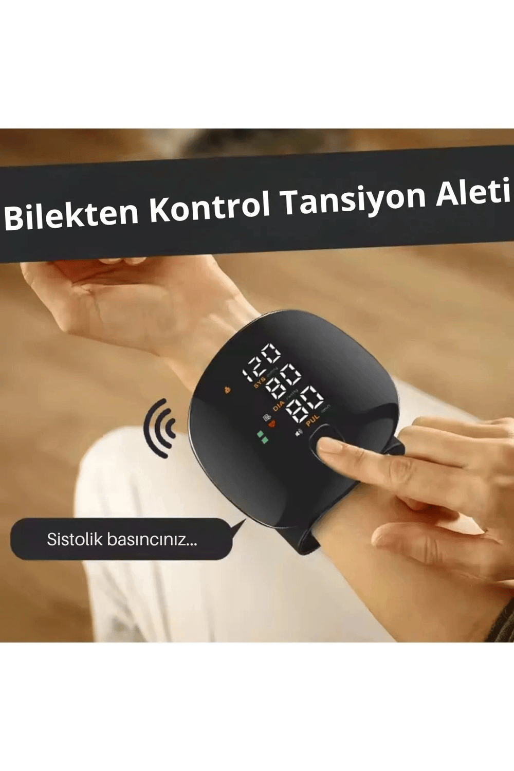 Dijital Türkçe Bilekten Tansiyon Ölçme Aleti Otomatik Tansiyon Ölçer Renkli Akıllı LCD Sesli Uyarı