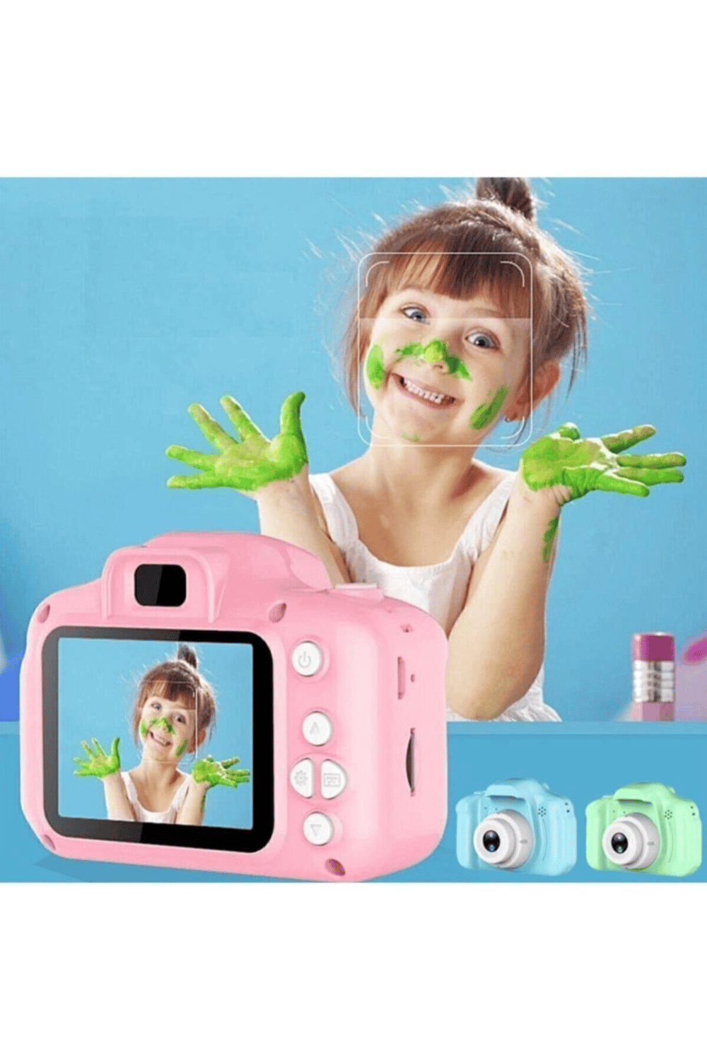 Dijital fotoğraf makinesi 2.0 inç ekran 1080p çözünürlük SD kart destekli pembe - 80-1600 ISO