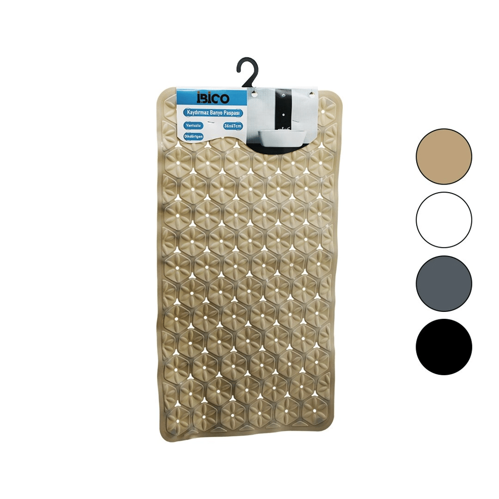 Dikdörtgen - Plastik Kabartma Çiçek Desen- Renkli 92pcs Vantuz Kaydırmaz Banyo- Küvet Paspas 36x67cm Bx40