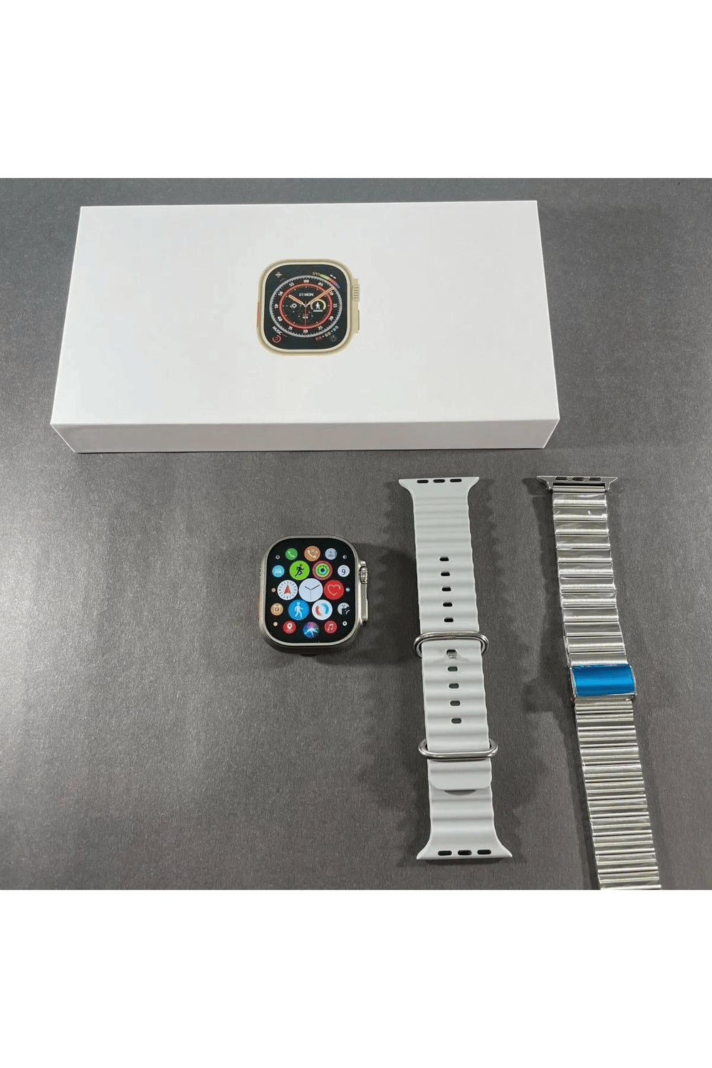 Dikdörtgen Ekranlı Metal Kordonlu Akıllı Saat - GPS, Nabız ve Uyku Takibi Özellikli Siyah Model