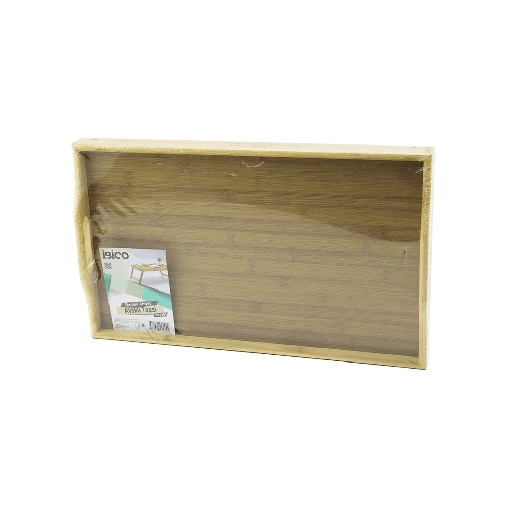 Dikdörtgen=30x50cm  Aç Kapa Ayaklı = 20cm Ahşap Bambu Sunum Tepsi Bx40