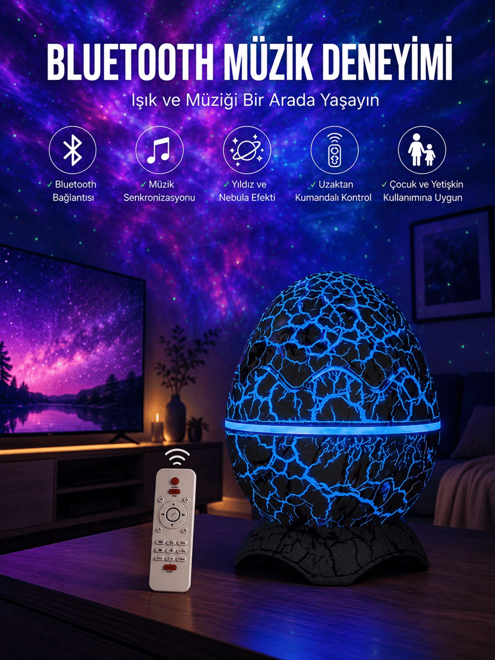 Dinozor Speaker Renk Değiştirme Projeksiyon Modu Bluetooth Hoparlör Gece Lambası Yeni Nesil