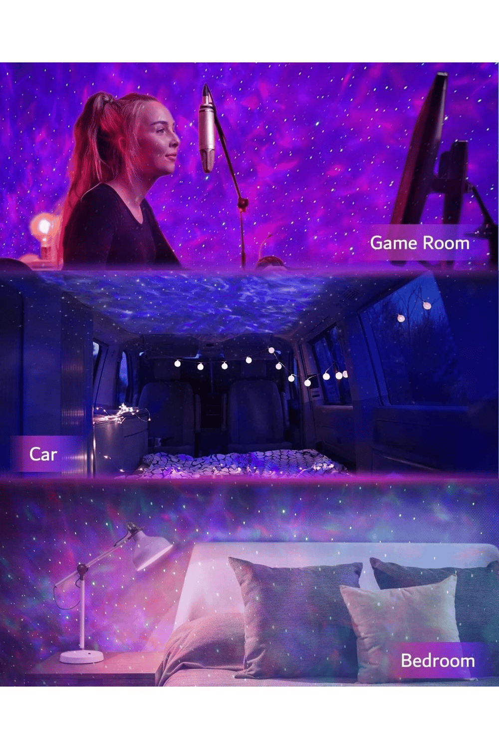 Dinozor tasarımlı bluetooth hoparlör gece lambası galaxy led projektör çok renkli 2 saat