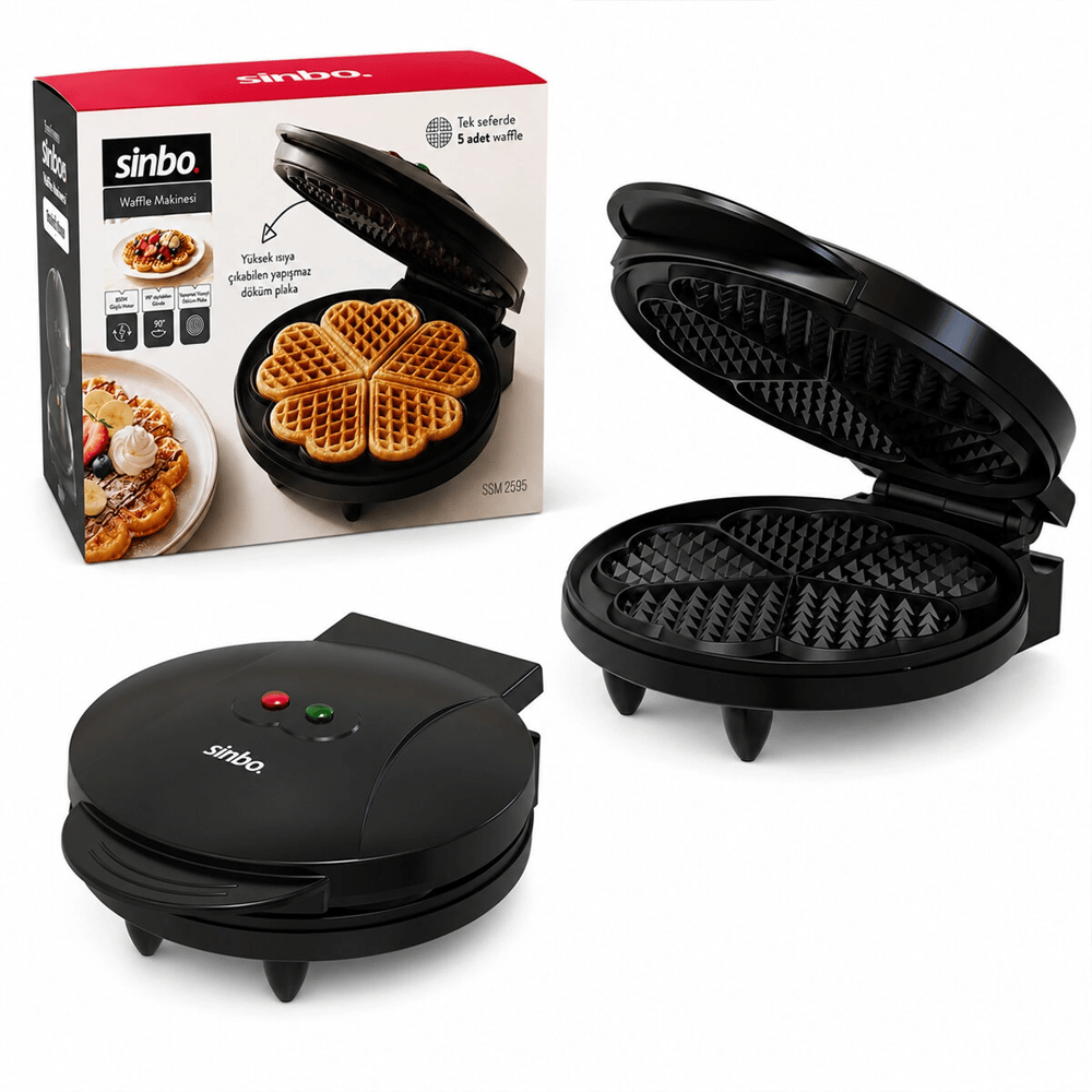 Döküm Belçika Waffle Makinesi Elektrikli 5 Waffle Yapışmaz Yüzey 850w Ssm-2595 Bx40