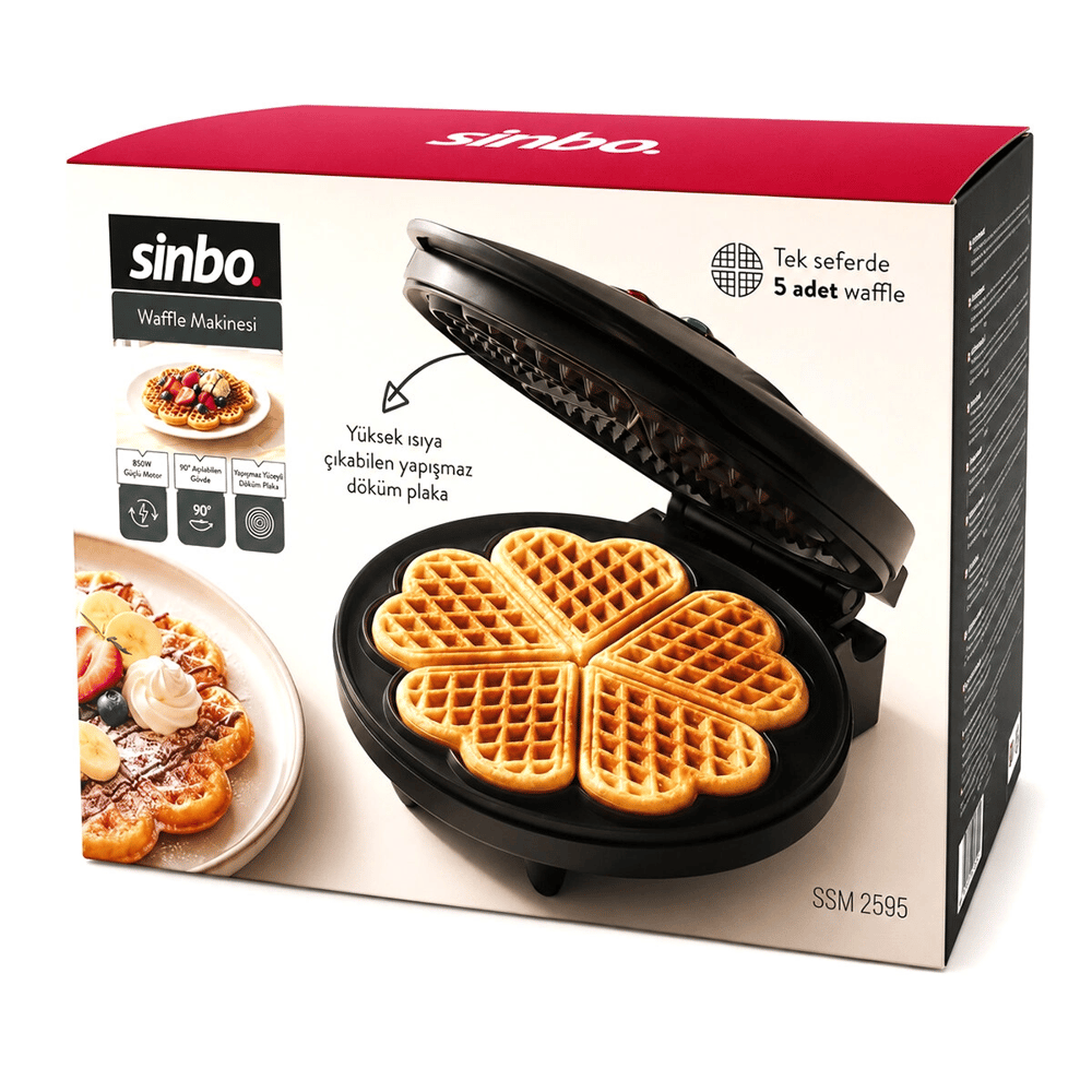 Döküm Belçika Waffle Makinesi Elektrikli 5 Waffle Yapışmaz Yüzey 850w Ssm-2595 Bx40