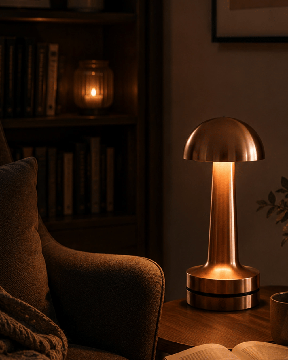 Dokunmatik Mantar Gece Lambası Bronz LED Masa Aydınlatması