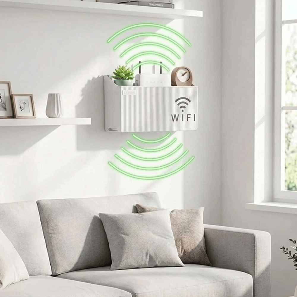 Duvar Tipi Wi-fi Modem Saklama Kutusu(beyaz) – Kablo Düzenleyici Router Raf Organizer Bx40