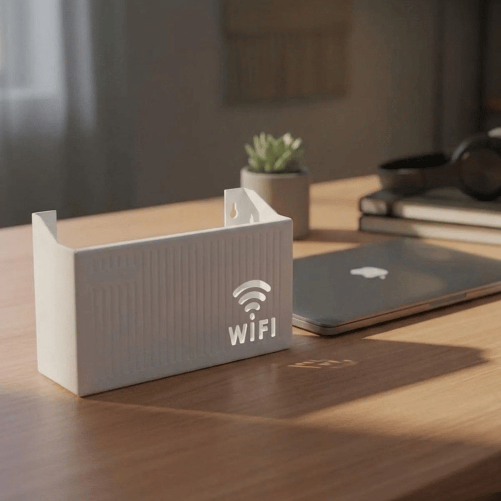 Duvar Tipi Wi-fi Modem Saklama Kutusu(beyaz) – Kablo Düzenleyici Router Raf Organizer Bx40