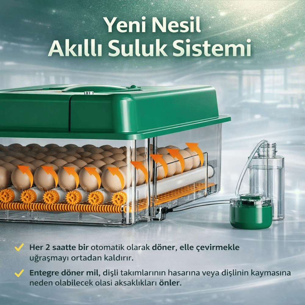 EP100 Kuluçka Makinesi Yeni Nesil Suluk Üstten Havalandırma Sistemli Tavuk Kaz Hindi ve Kuş Türleri İçin