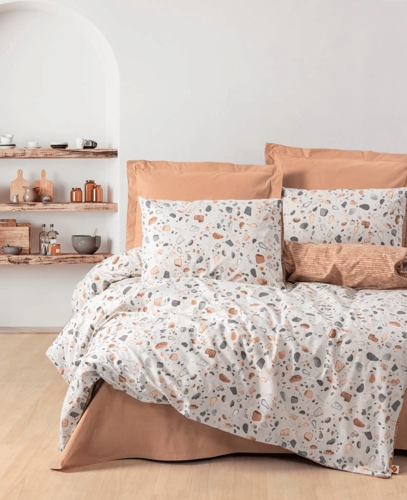 Eco Lounge Minimal Çift Kişilik Nevresim Takımı Oniks Karamel