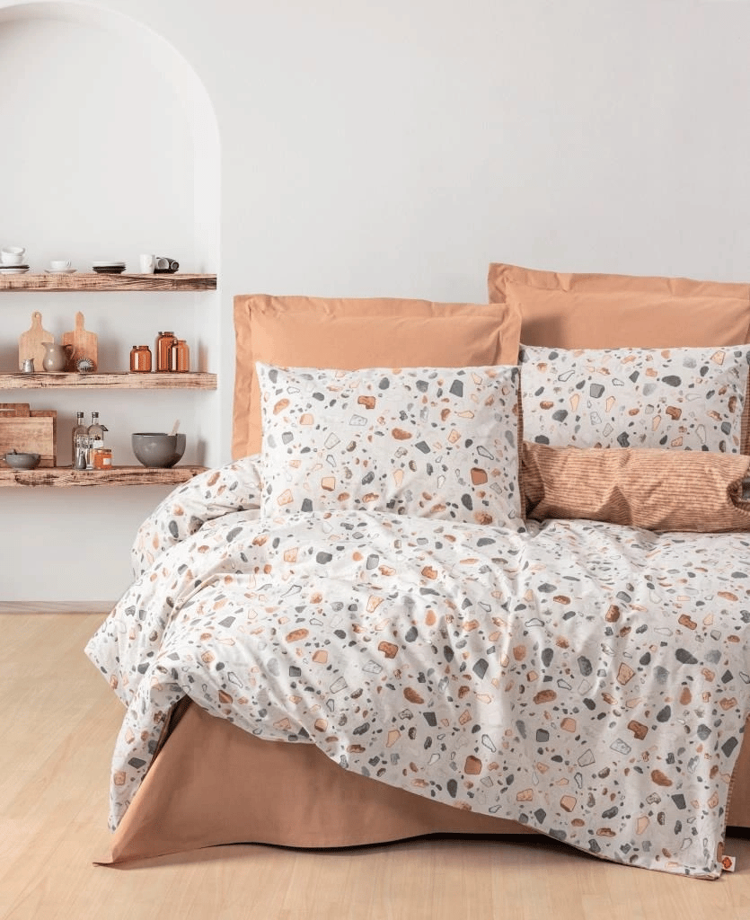 Eco Lounge Minimal Çift Kişilik Nevresim Takımı Oniks Karamel