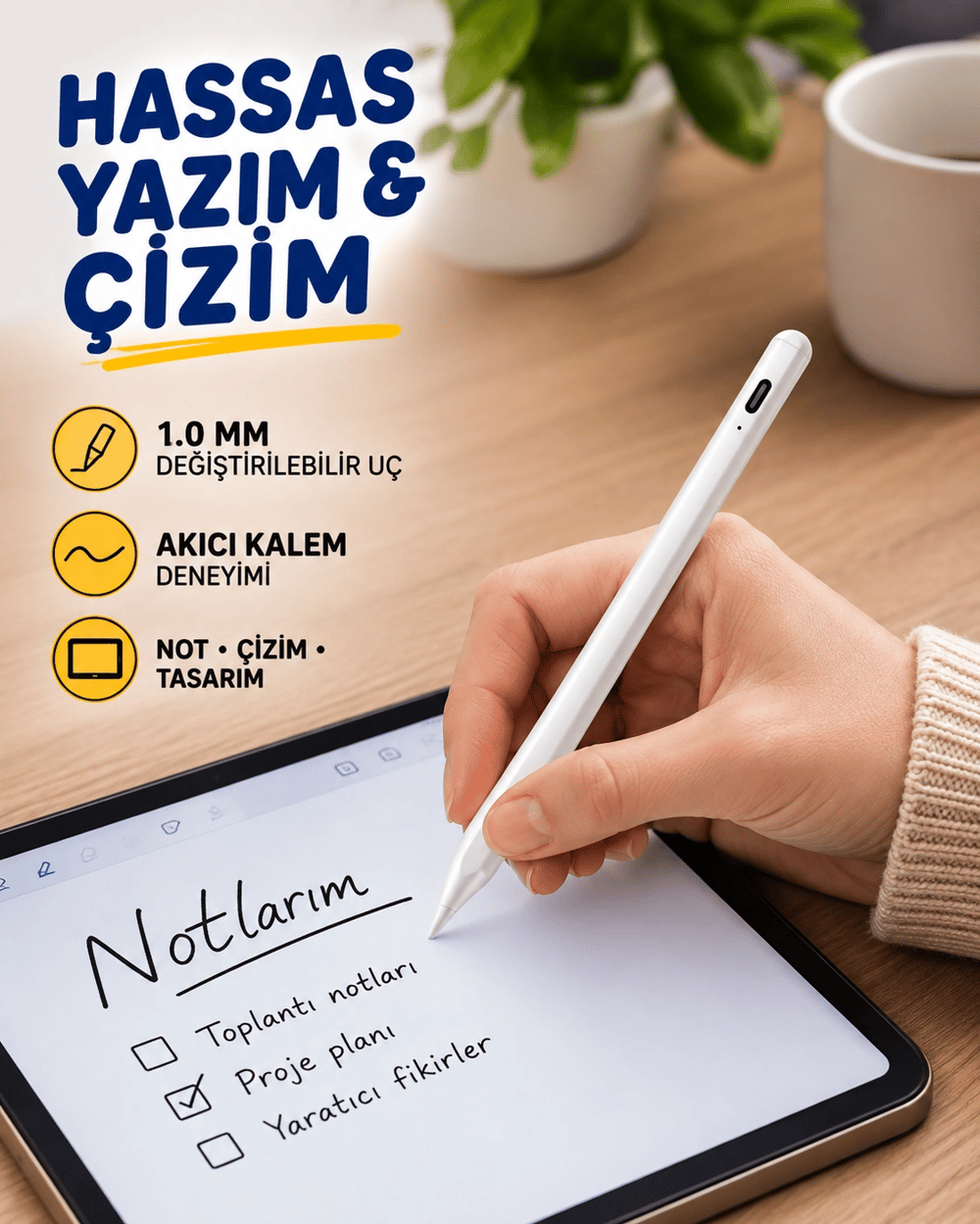 Eğim Sensörlü Dijital Kalem – Yüksek Hassasiyetli 1,0 mm Uç, Uzun Pil Ömrü Yeni Nesil