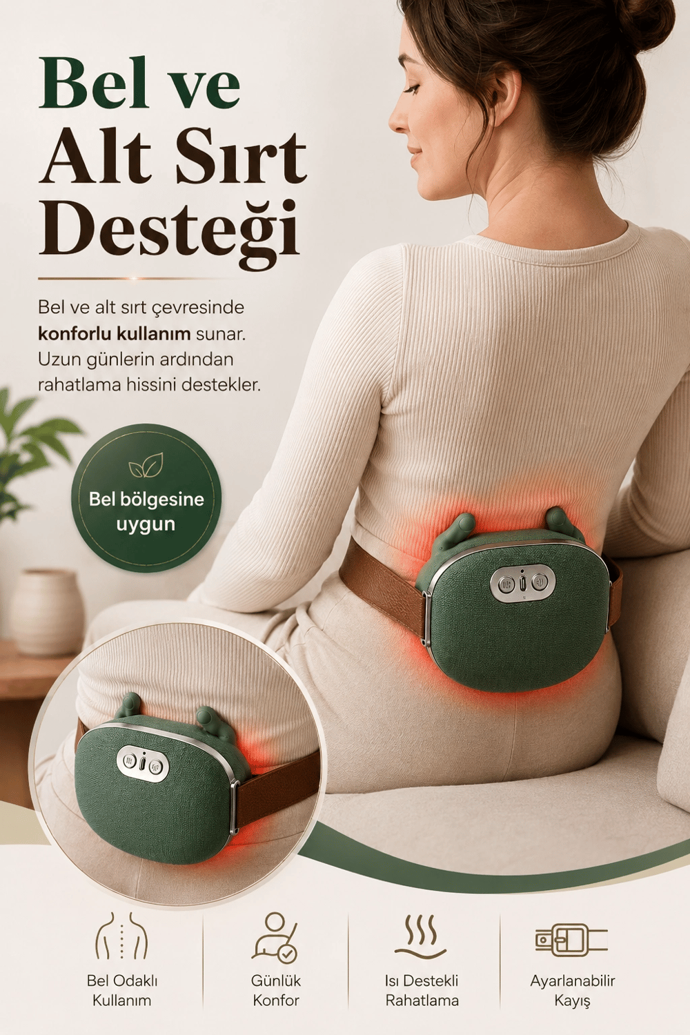 El Şekilli Isıtmalı Boyun Masaj Cihazı Omuz Sırt Ve Ense İçin Kullanışlı Tasarım