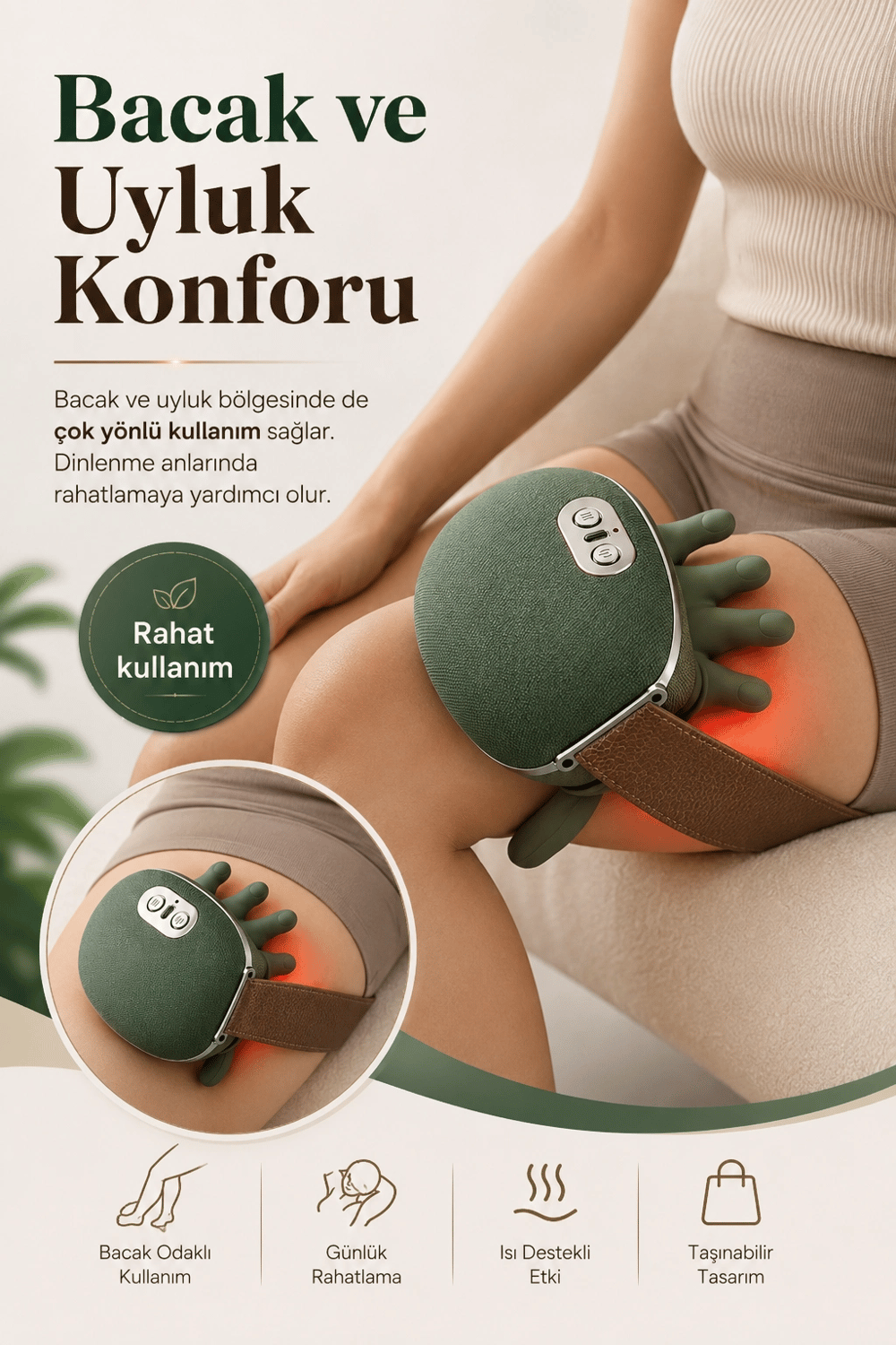 El Şekilli Isıtmalı Boyun Masaj Cihazı Omuz Sırt Ve Ense İçin Kullanışlı Tasarım
