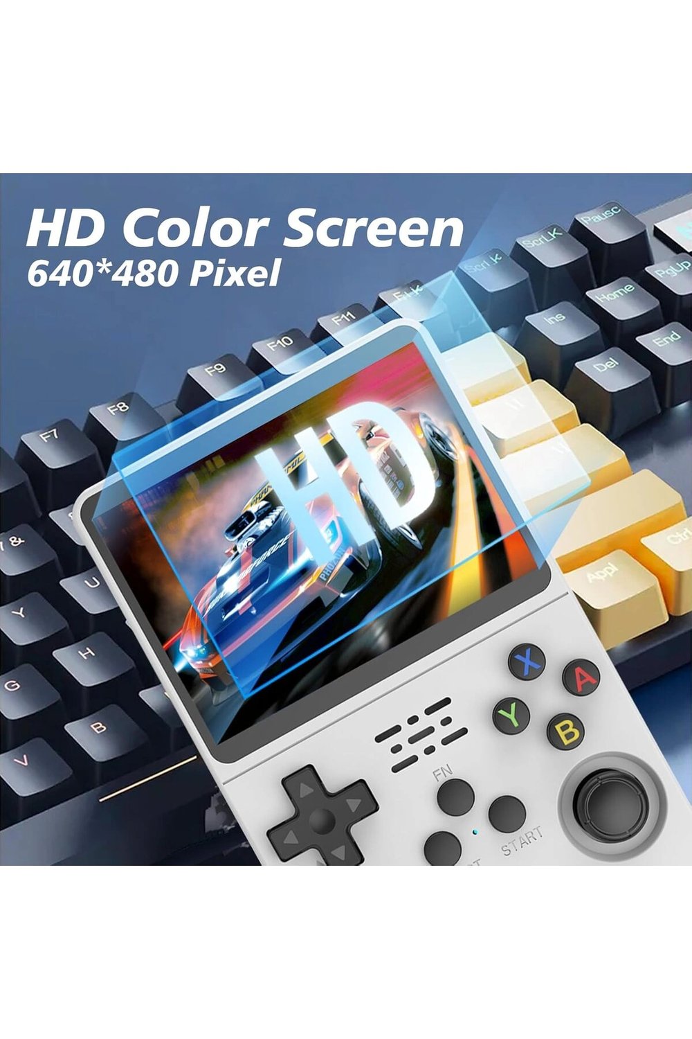 El tipi retro oyun konsolu 64 GB hafıza 15000 oyun Linux işletim sistemi IPS ekran beyaz Bluetooth