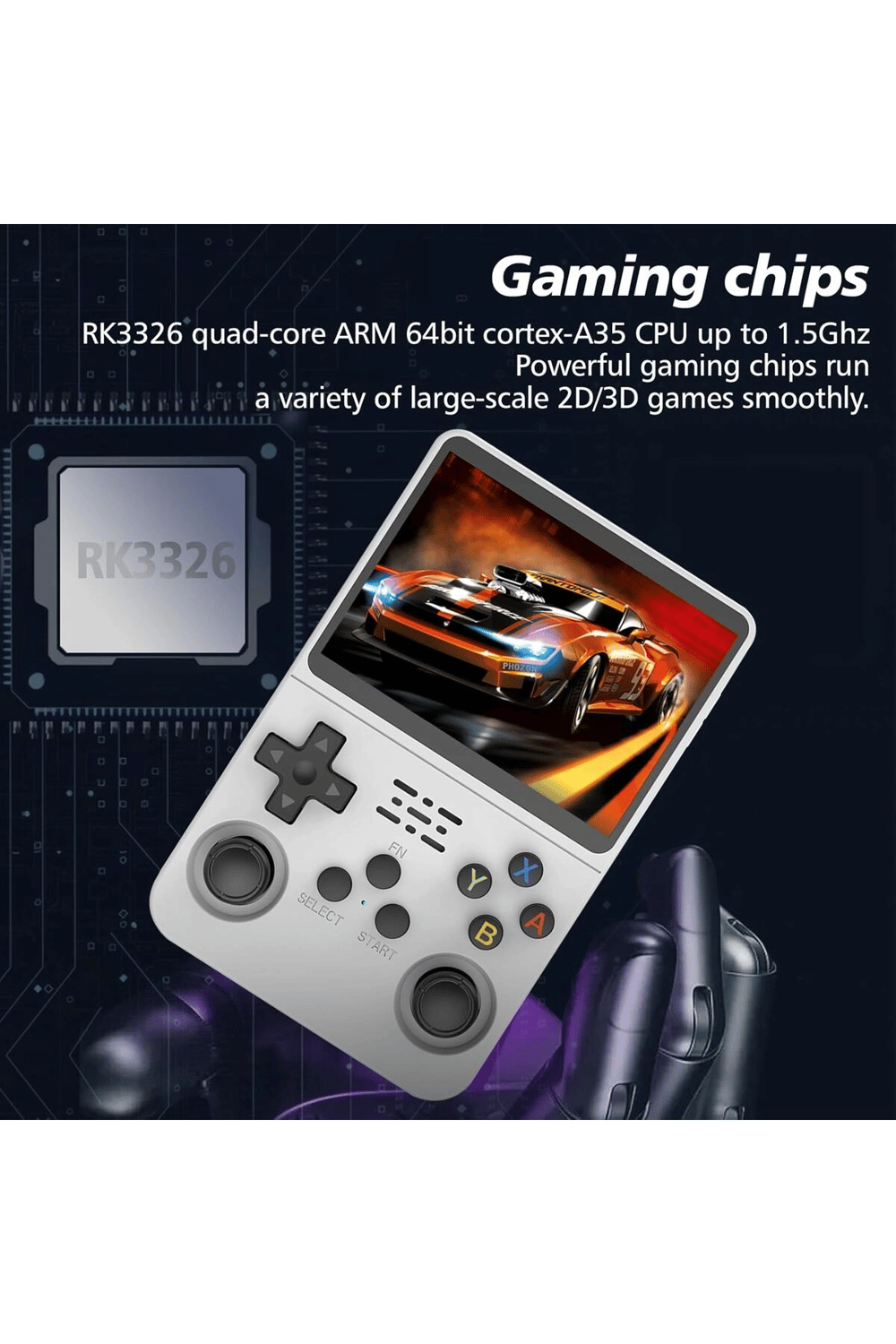 El tipi retro oyun konsolu 64 GB hafıza 15000 oyun Linux işletim sistemi IPS ekran beyaz Bluetooth