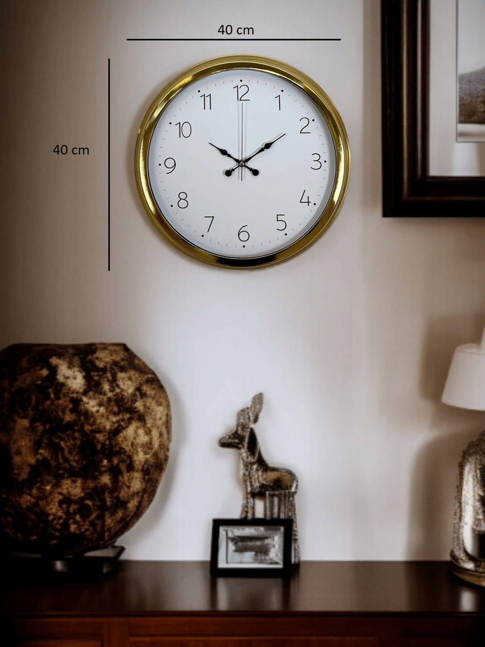 Elegance Gold 40 Cm Metal Dekoratif Tasarım Duvar Saati