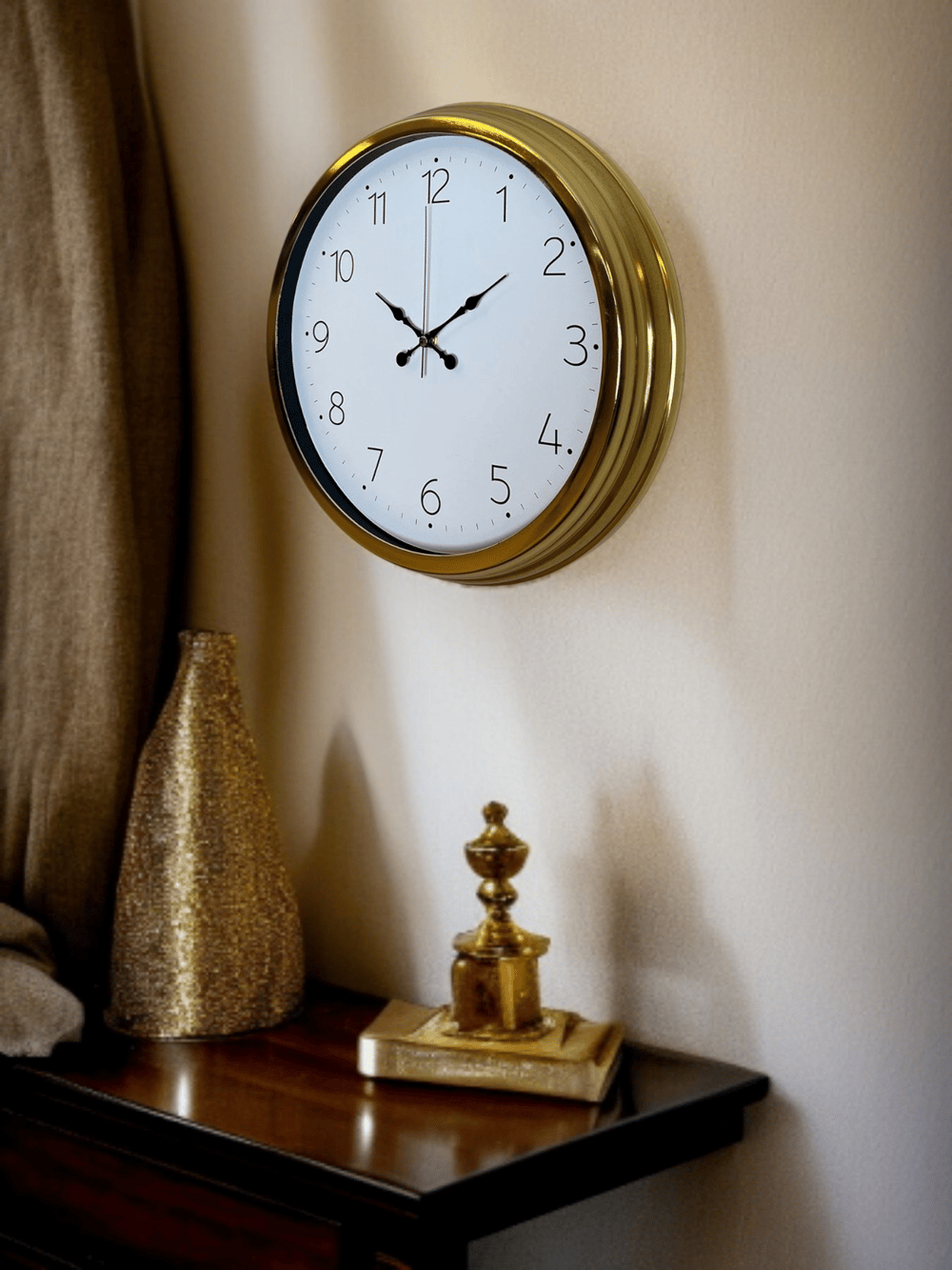 Elegance Gold 40 Cm Metal Dekoratif Tasarım Duvar Saati