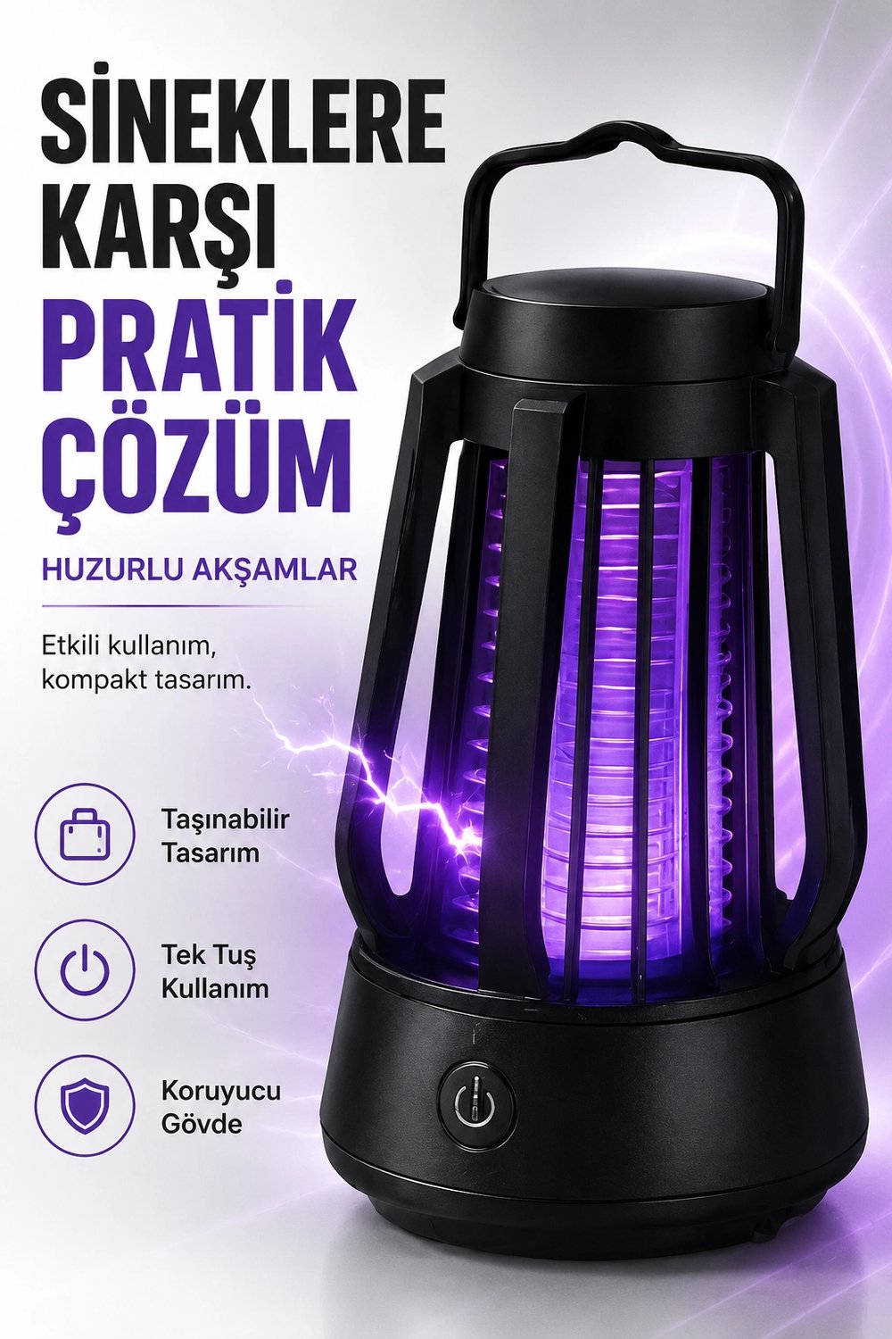 Elektrikli Sinek Öldürücü Mor Işıklı Taşınabilir Haşere Kovucu Lamba Cihazı