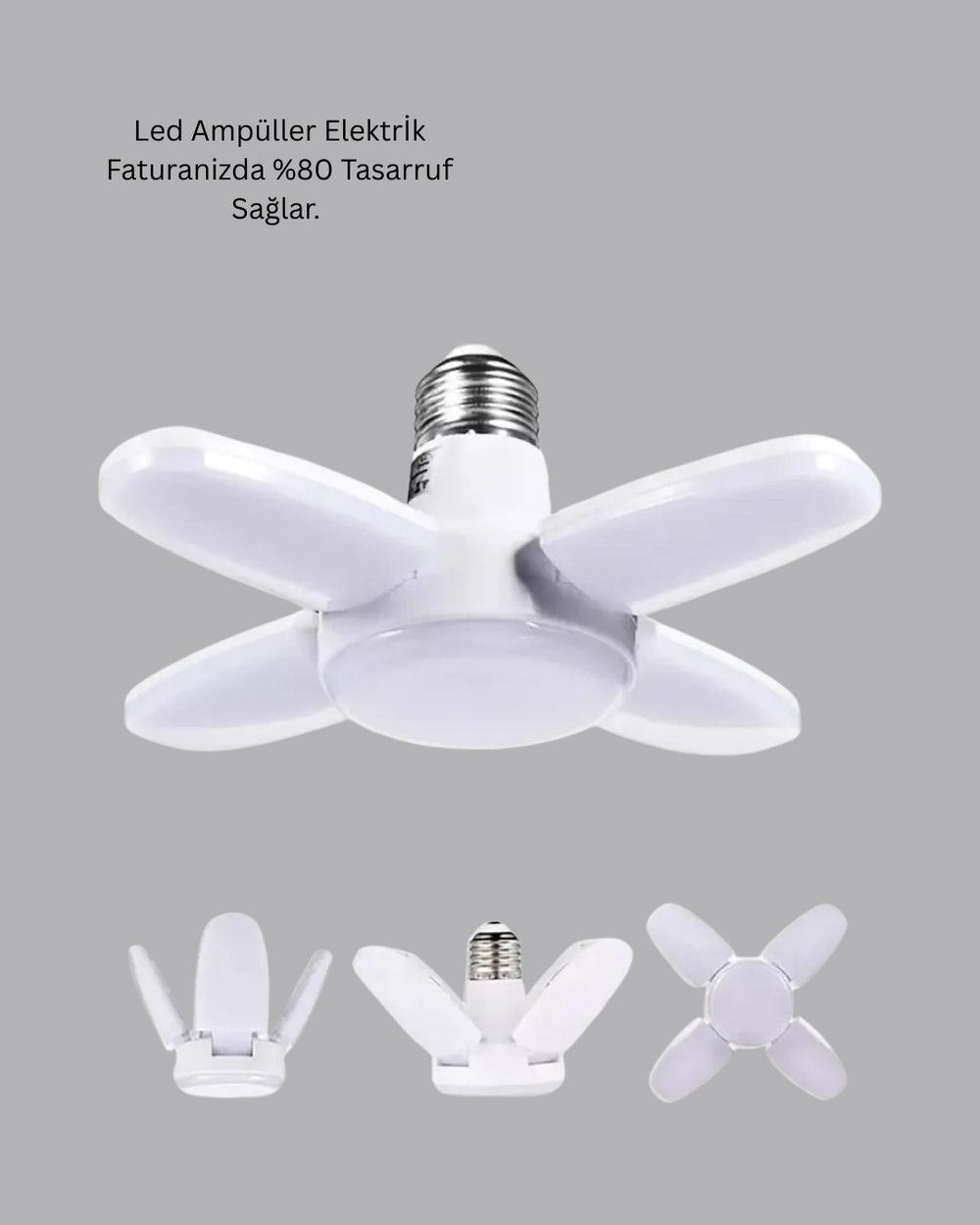 Enerji Tasarruflu LED Ampül 60 Watt 4 Kollu Beyaz Işık Yeni Nesil