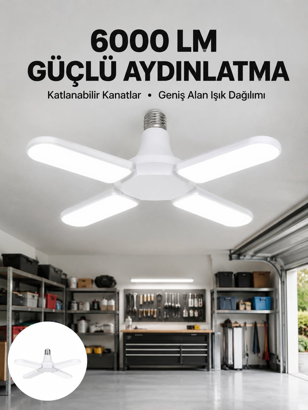 Enerji Tasarruflu LED Ampül 60 Watt 4 Kollu Beyaz Işık Yeni Nesil