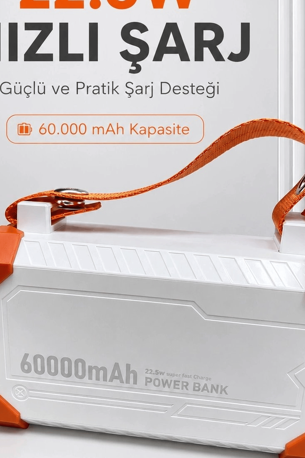 Entegre Kablolu 60000mAh 22.5W Hızlı Şarj Powerbank - Çoklu USB-C Çıkışlı Güç Bankası BX-313569