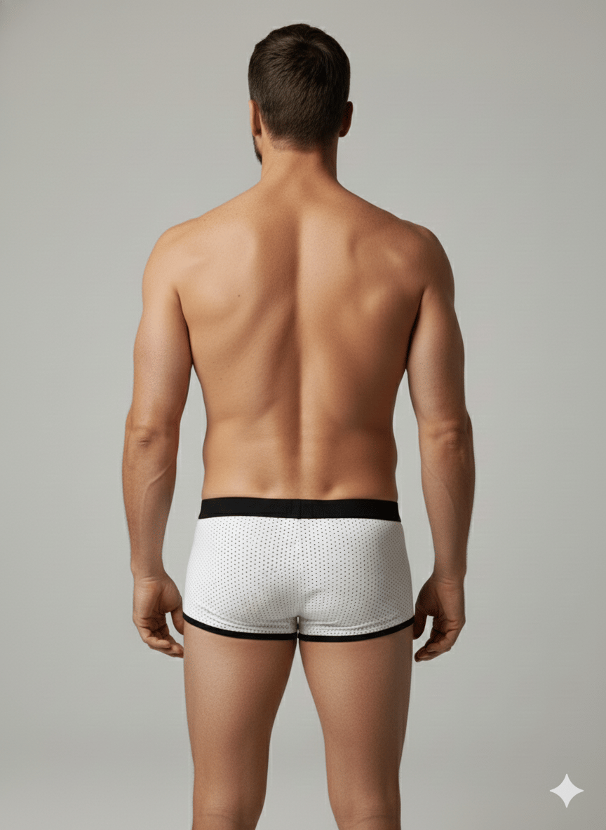 Erkek Beyaz Biyeli File Boxer
