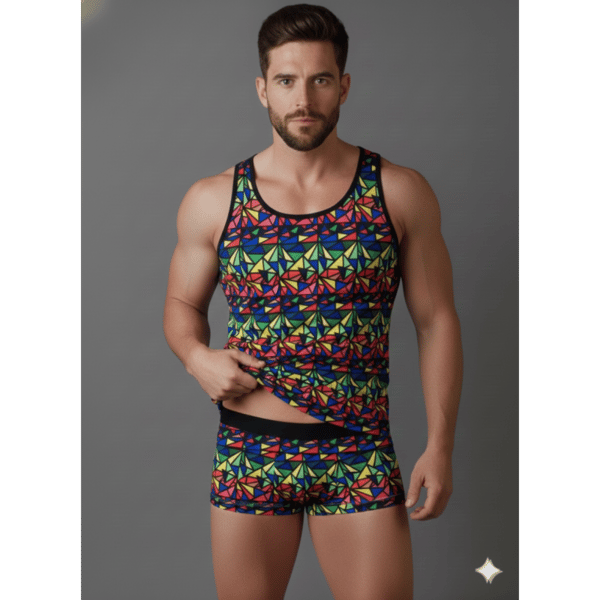 Erkek Renkli Tank Top Boxer Takımı