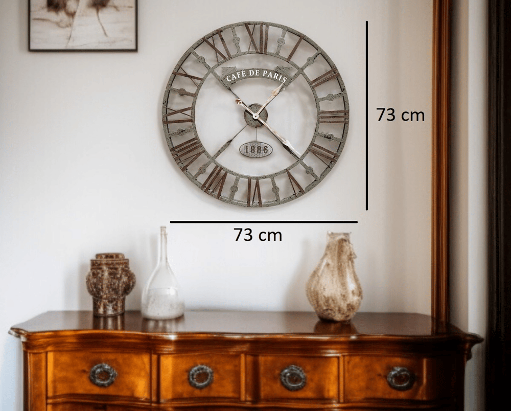 Eskitme Cafe de Paris 73 Cm Roma Rakamlı Duvar Saati