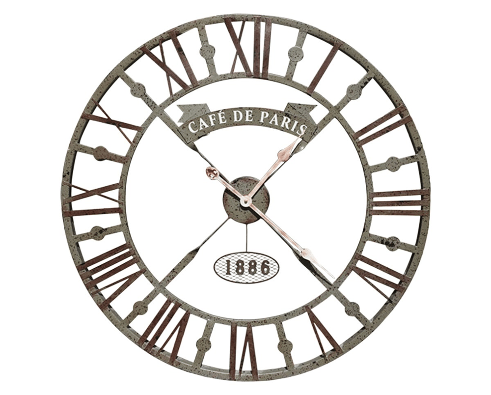 Eskitme Cafe de Paris 73 Cm Roma Rakamlı Duvar Saati