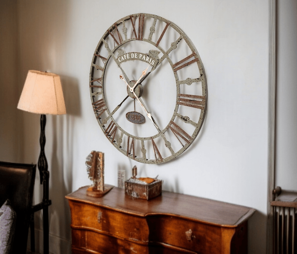 Eskitme Cafe de Paris 73 Cm Roma Rakamlı Duvar Saati