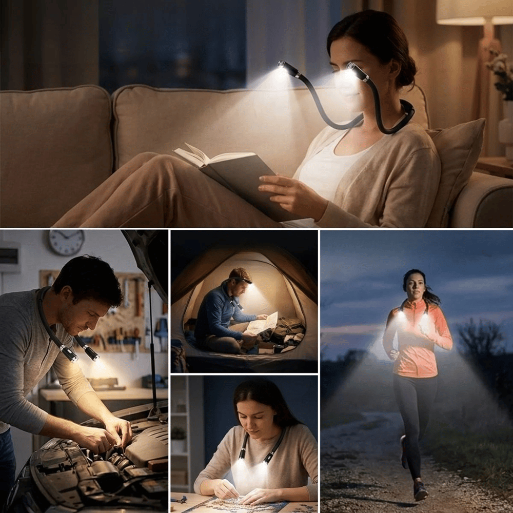 Esnek Boyun Led Okuma Lambası 4 Ledli 3 Işık Modlu Eller Serbest Kitap Okuma,örgü Ve Tamir Lambası Bx40