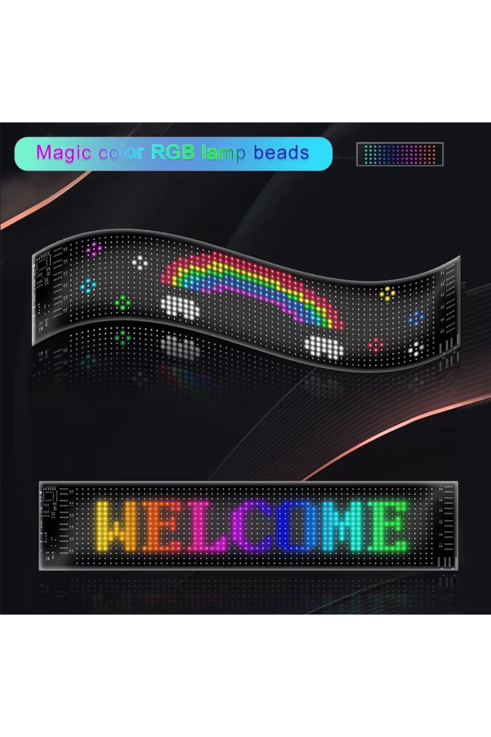 Esnek USB 5V Bluetooth Uygulama Kontrollü 16x64 LED Matrix Panel, Kayan Yazı Gösterimi