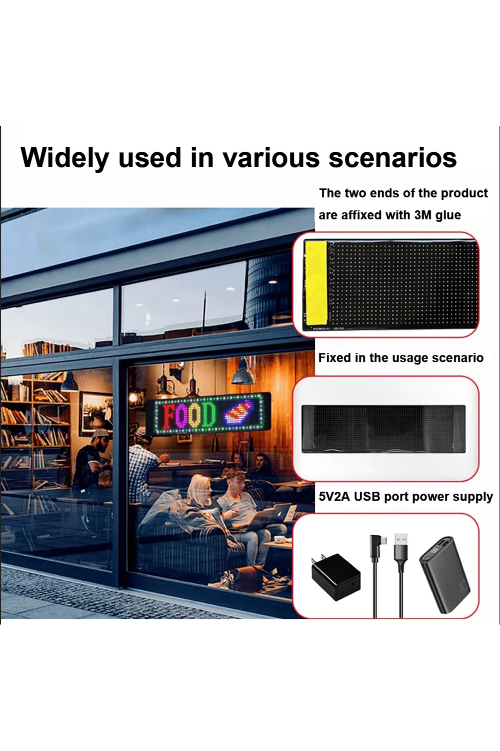 Esnek USB 5V Bluetooth Uygulama Kontrollü 16x64 LED Matrix Panel, Kayan Yazı Gösterimi