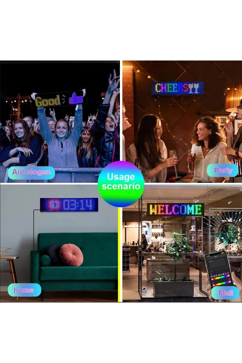 Esnek USB 5V Bluetooth Uygulama Kontrollü 16x64 LED Matrix Panel, Kayan Yazı Gösterimi