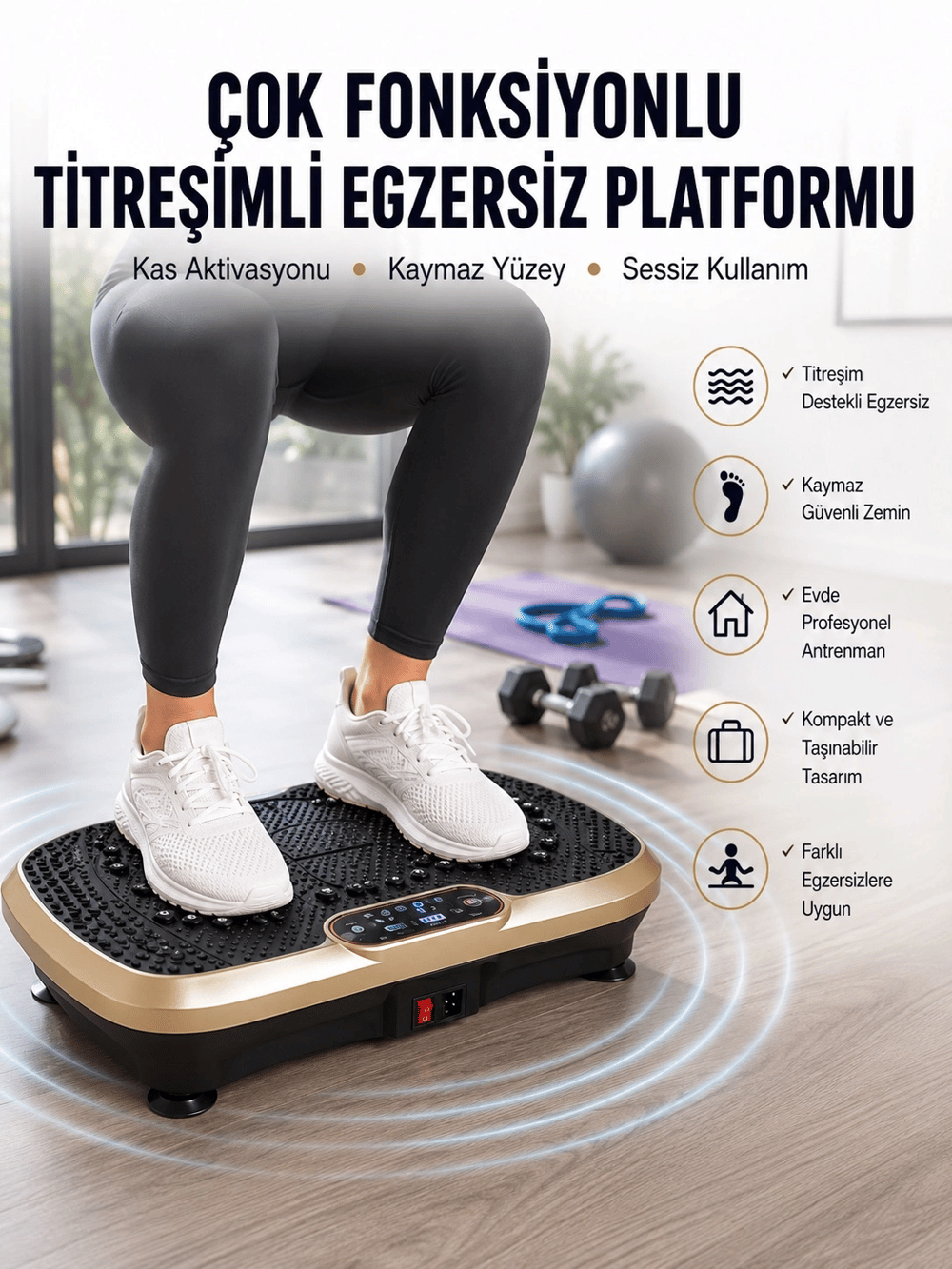 Evde Spor İçin Titreşimli Plate Fitness Platformu Yeni Nesil