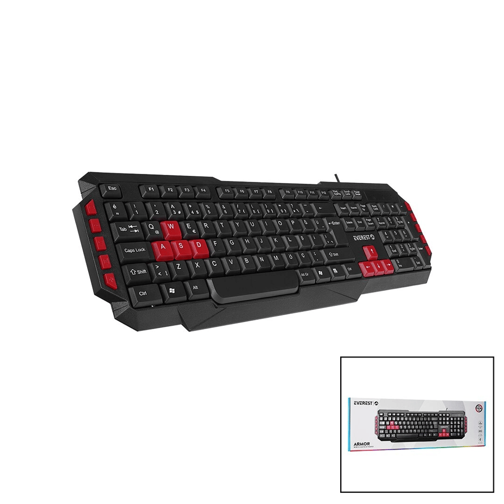 Everest Kb-g7-armor  Usb Kablolu  Oyuncu Klavye  Renkli Oyun Tuşları - Multimedya Tuşları   150cm Bx40