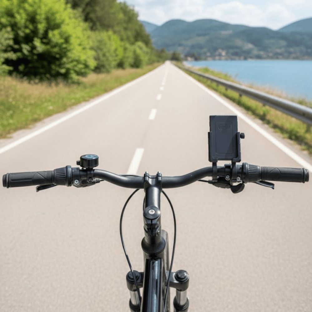 Evrensel Motosiklet Telefon Tutucu – Kaymaz, Kilitlenebilir Güvenli Tutuşlu, 360° Ayarlanabilir Gidon Bağlantılı Akıllı Telefon Aparatı