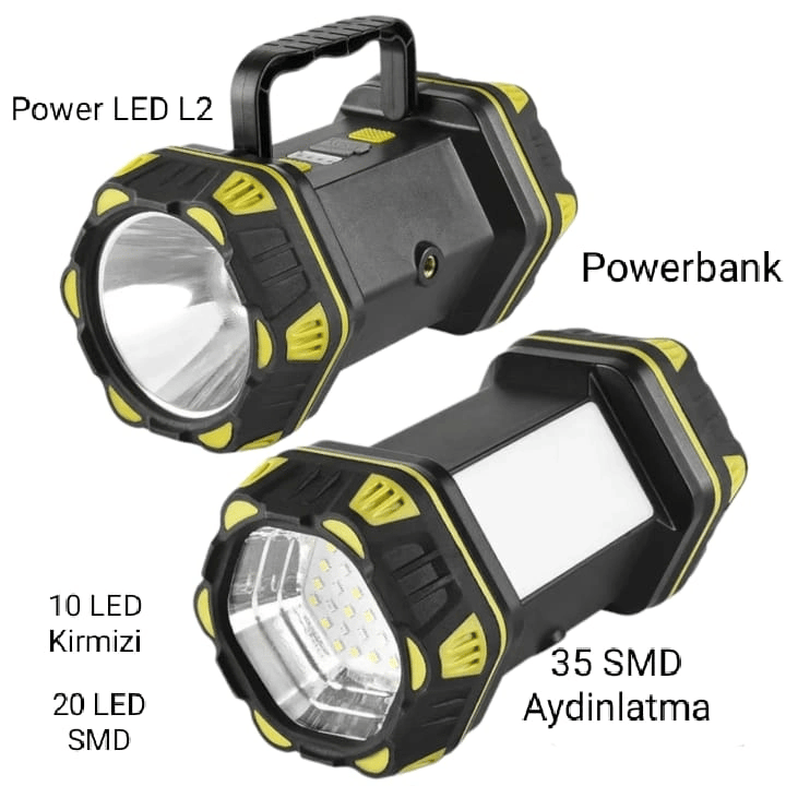 F.b.ı F-262 Yeni Güçlü Çift Taraflı Taşınabilir Spot Ve Işıldak Usb Powerbank Şarjlı Fener