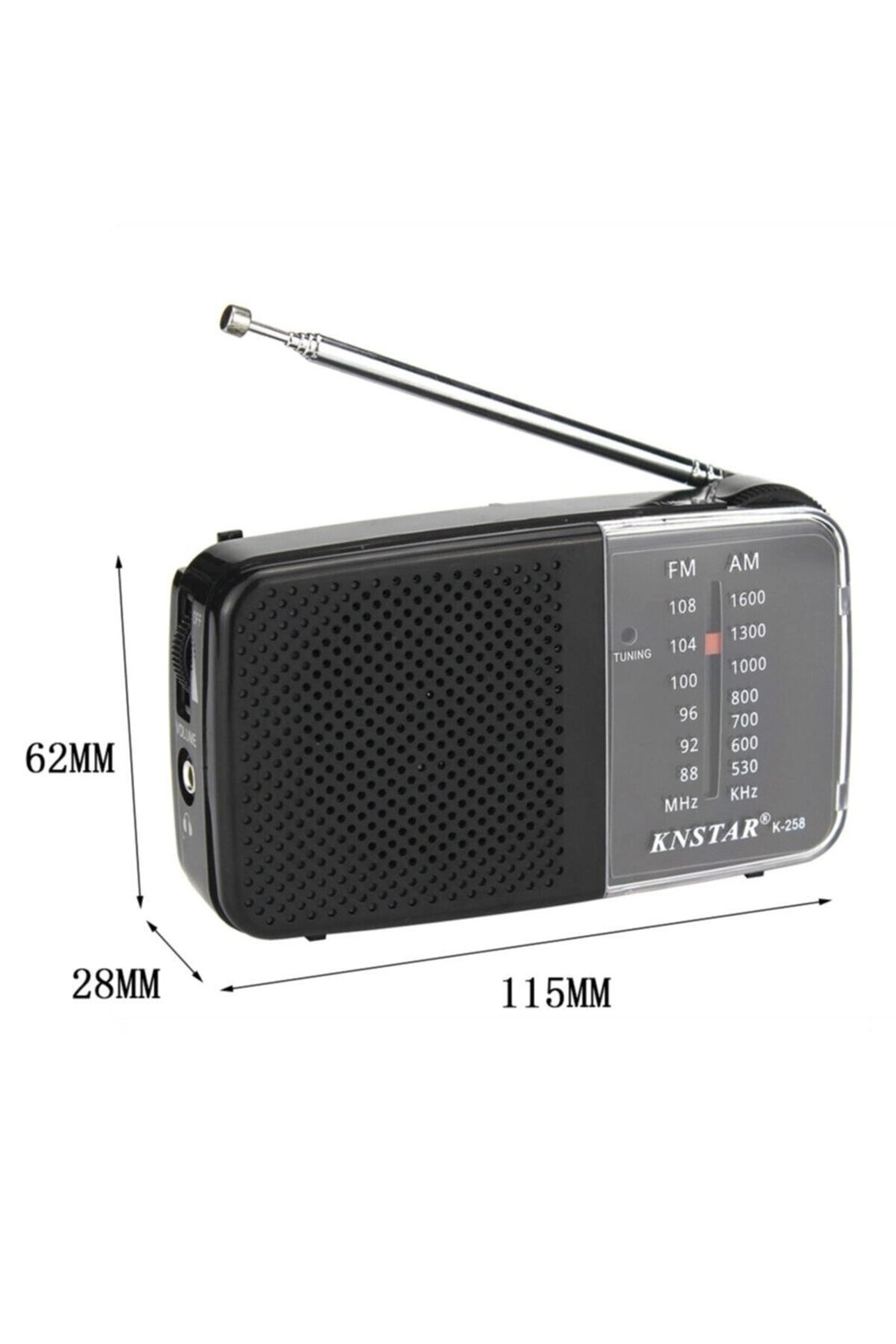 FM-AM pilli cep radyosu gri renk, kulaklık girişli, bluetooth yok, 2 yıl garantili