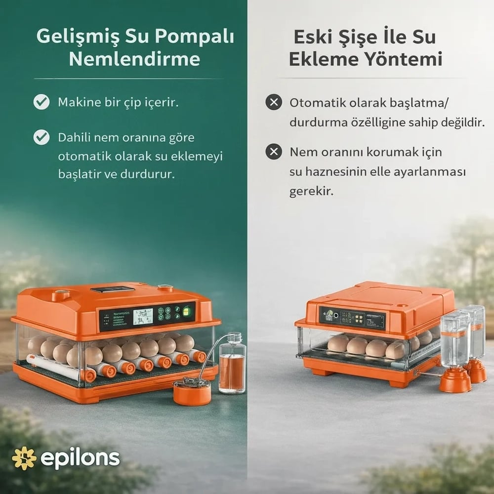 FX100 Tam Otomatik Kuluçka Makinesi 100 Yumurta Kapasiteli | Yeni Nesil Havalandırma | Otomatik Su Sistemi | Dijital Isı ve Nem Kontrolü