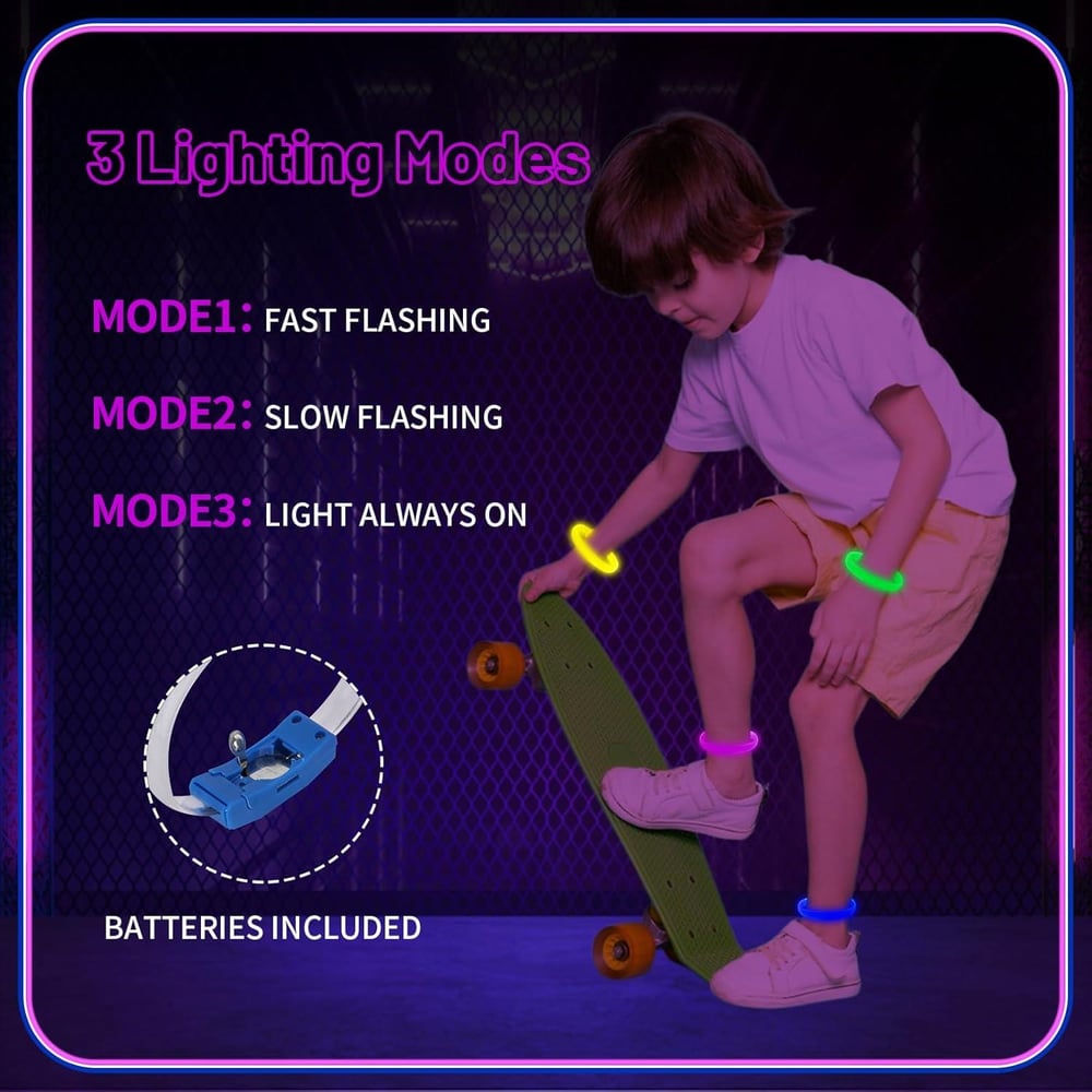 Festival &amp; Parti LED Bileklik Baskı Yapılabilir 3 Farklı Mod Işıklı 1 Adet (3936)