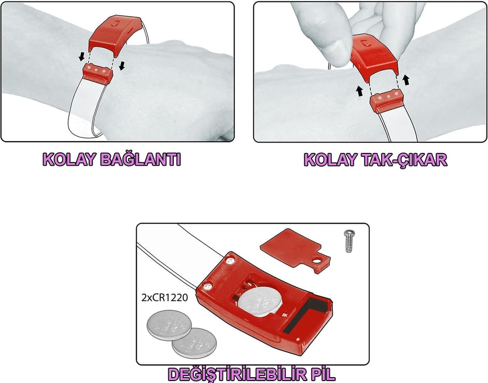 Festival &amp; Parti LED Bileklik Baskı Yapılabilir 3 Farklı Mod Işıklı 1 Adet (3936)