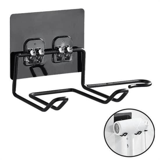 Fön Makine Askısı Siyah Yapışkanlı Fön Makine Tutucu Bx40
