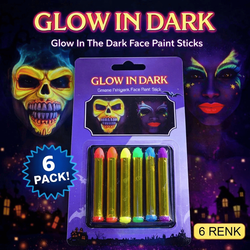 Fosforlu Glow Parti Boyası 6’lı – Karanlıkta Parlayan Yüz Boyası