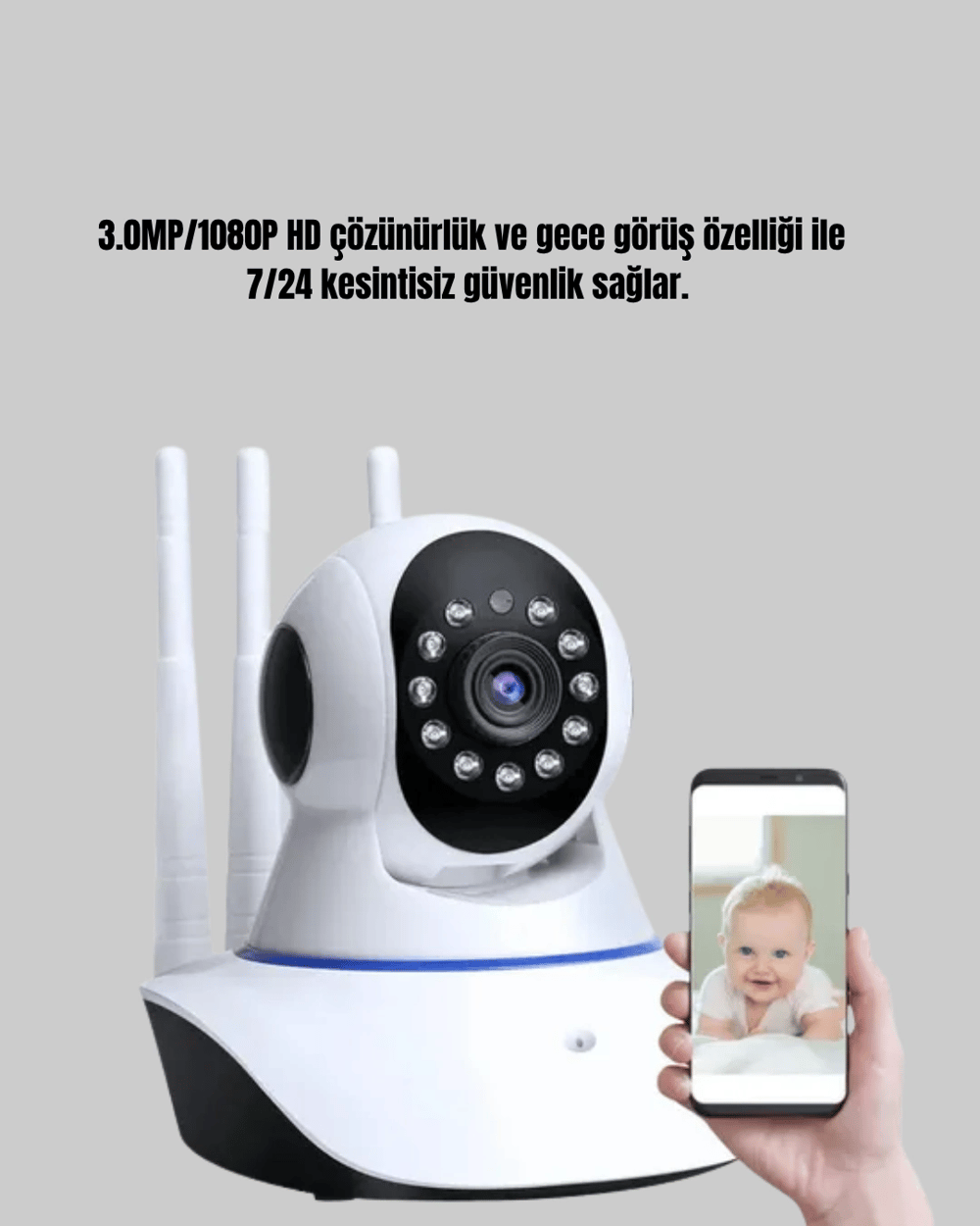 Full HD Akıllı IP Kamera Gece Görüşlü, Hareket Sensörlü, Çift Yönlü Ses ve Online Kayıt Özellikli